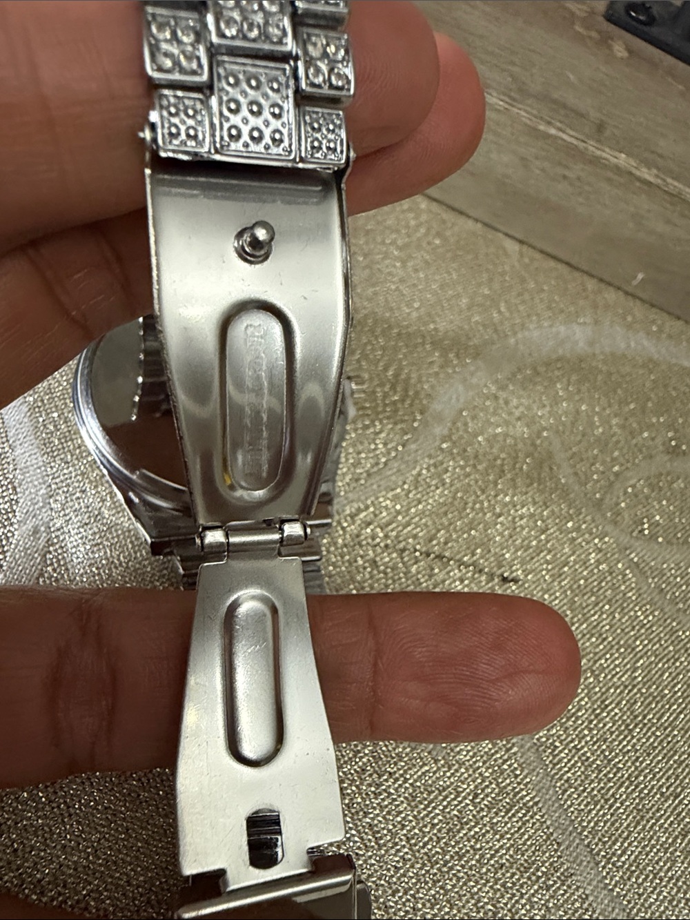 Men’s Blue Dial Crystal-Embellished Silver Watch and silver bracelet set - Picture 12 of 16